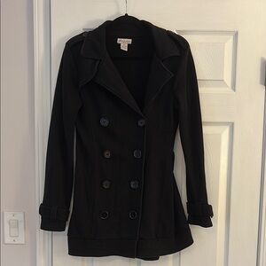 Black Buttoned Pea Coat